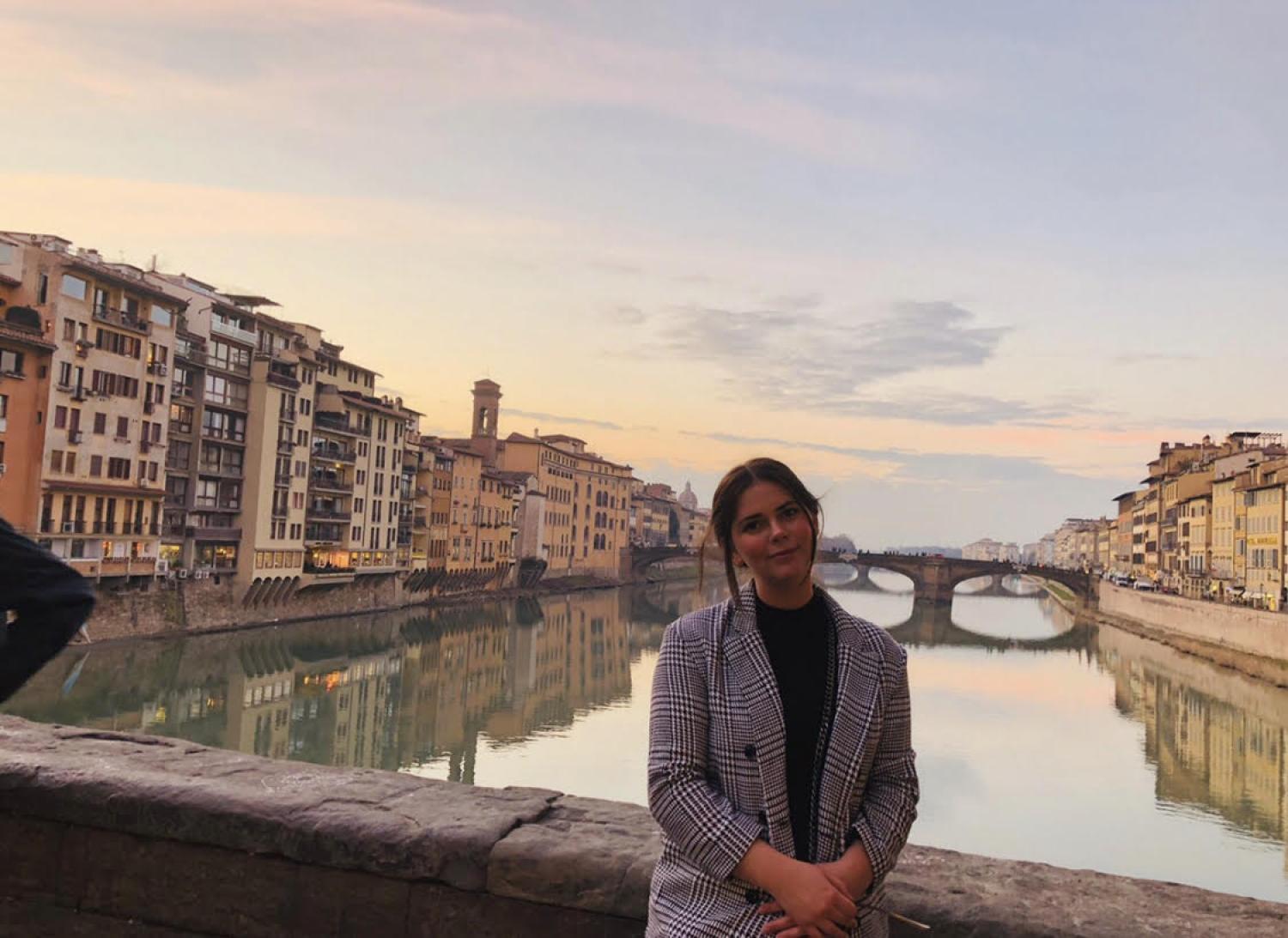 CU student at Ponte Vecchio while studying abroad in Florence, Italy.