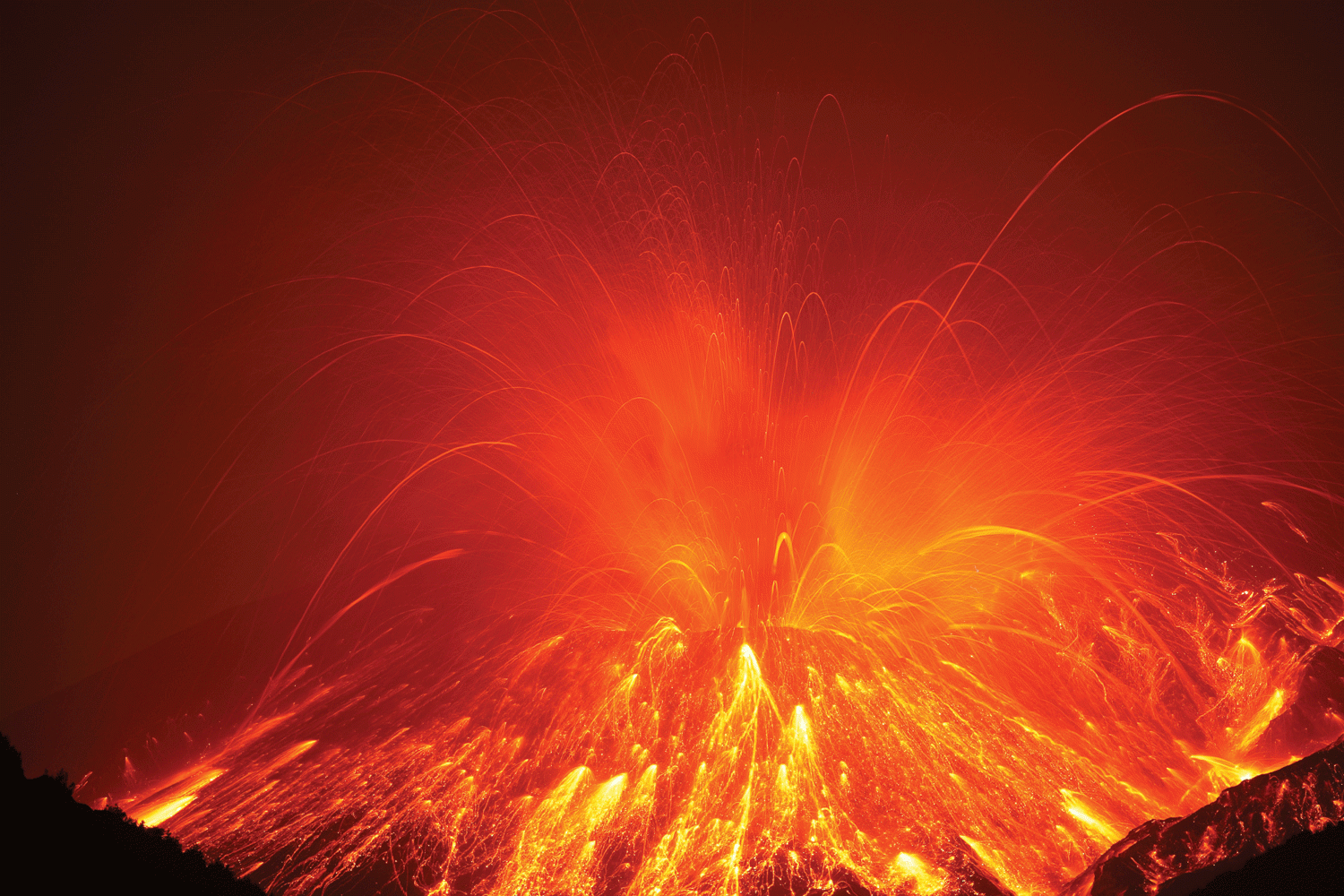 Volcano erupting