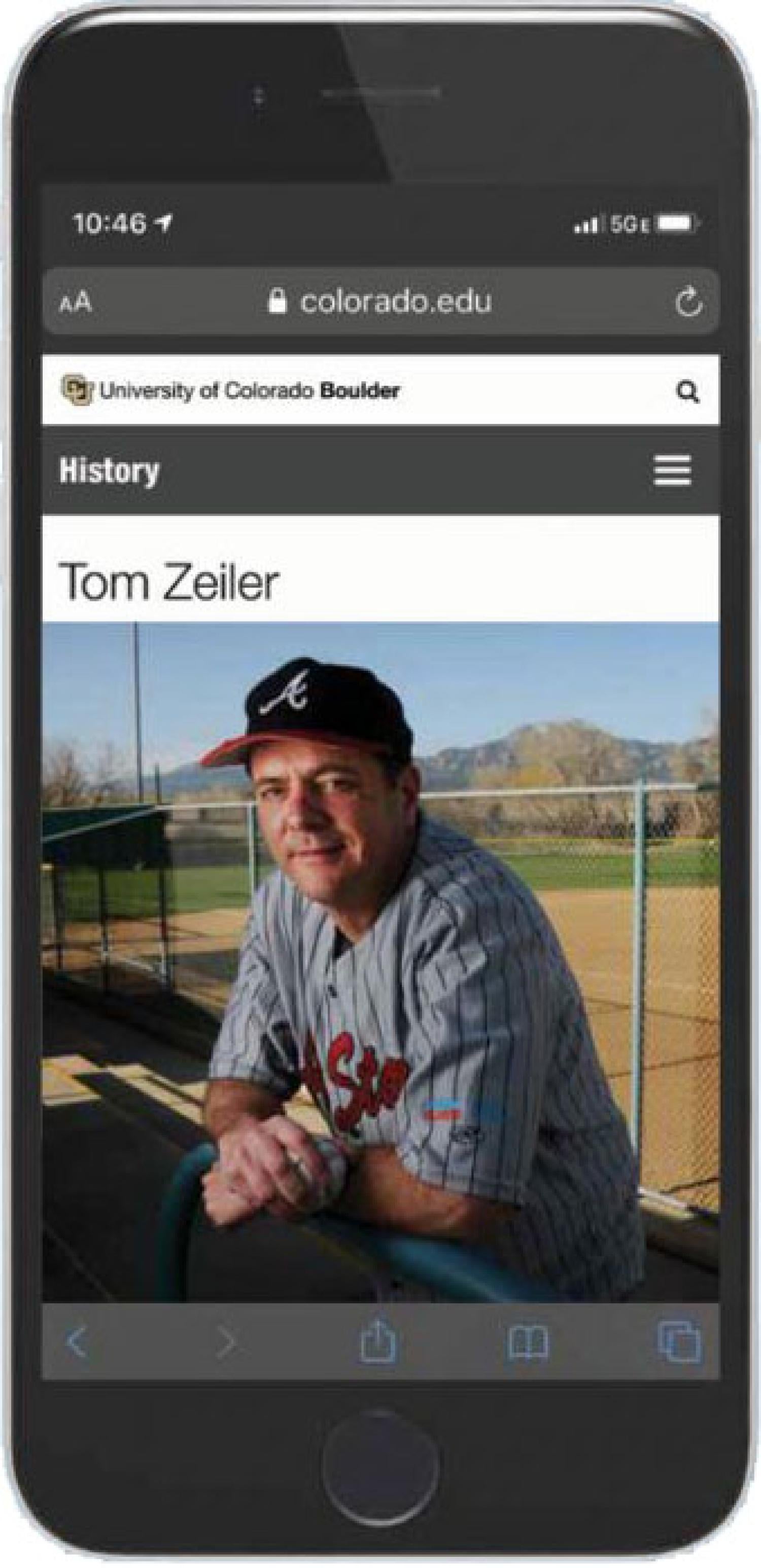 Tom Zeiler pictured in a cellphone