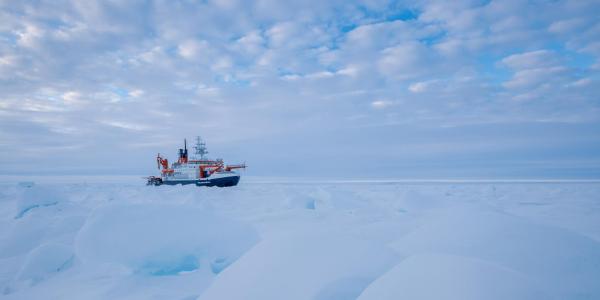 a boat in arctic ice