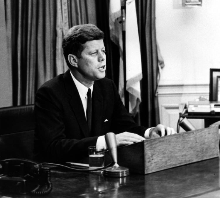 JFK at desk 