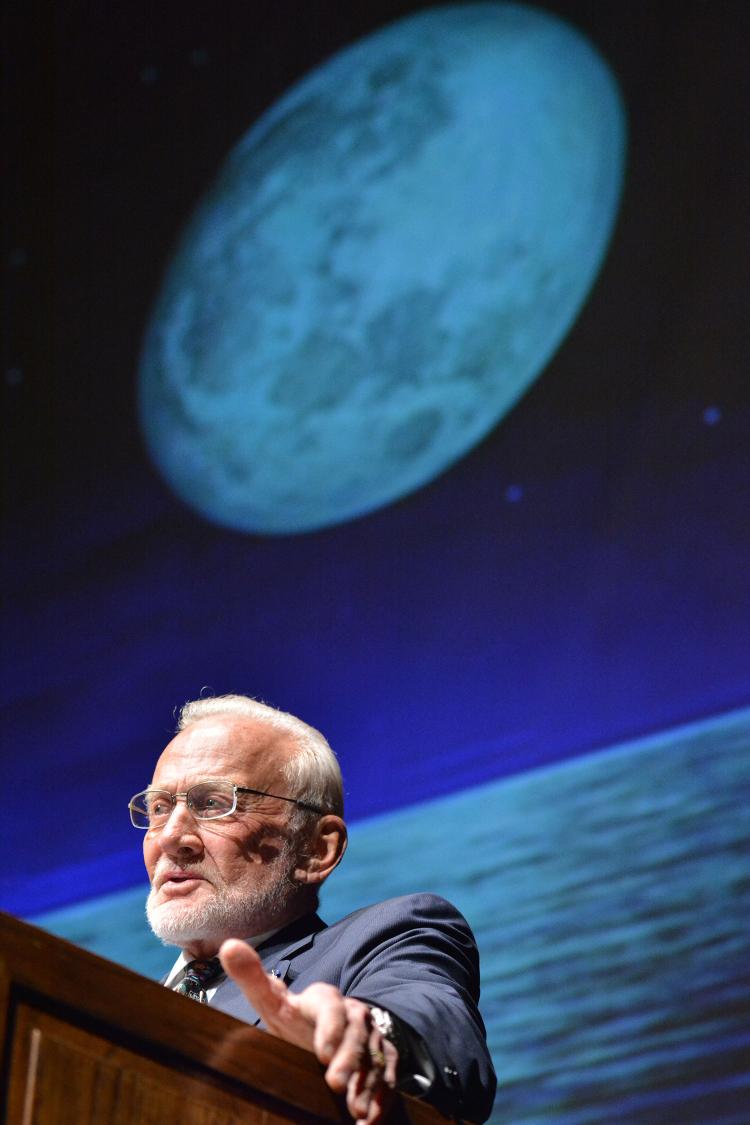 Buzz Aldrin on stage