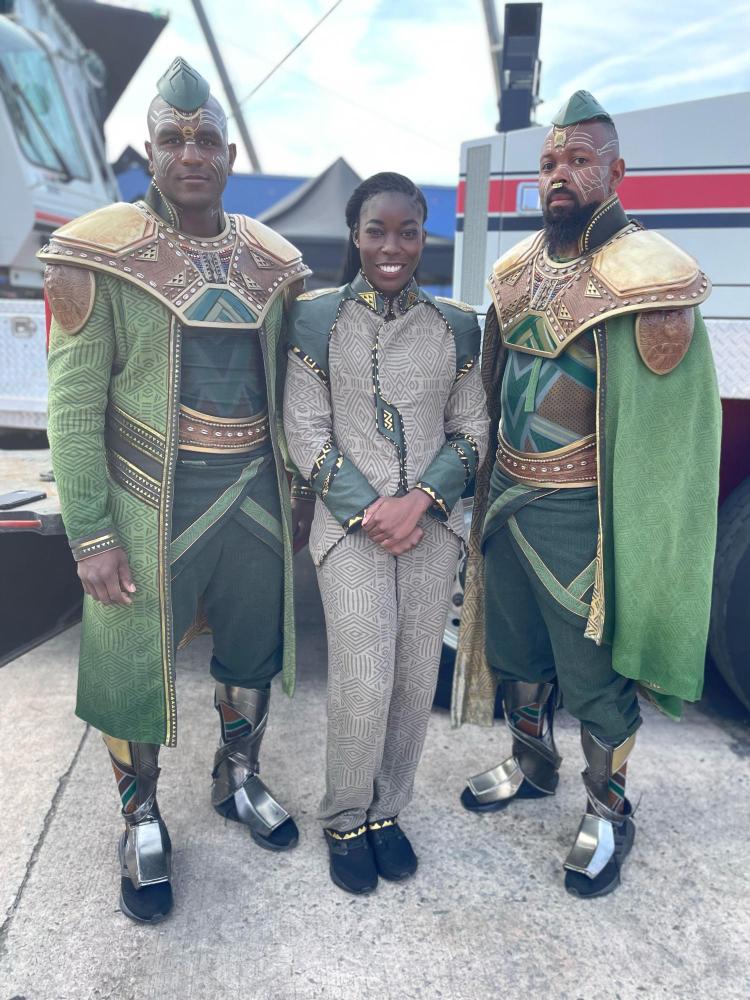 Aba Arthur on the set of Wakanda Forever 