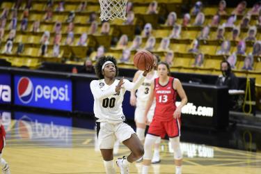 Jaylyn Sherrod shooting a basketball