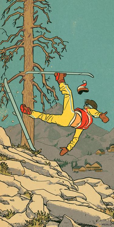 skier falling illustration