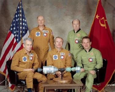 Apollo and Soyuz crew photo