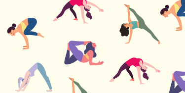 illustration of women doing yoga