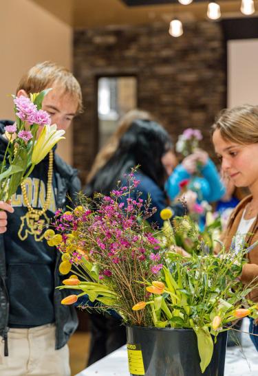 Students at a wellness event