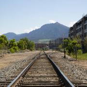 Train track with flatirons