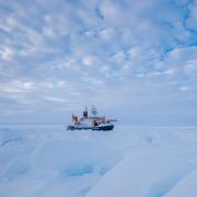 a boat in arctic ice