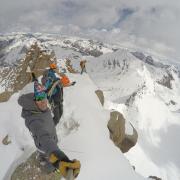 Chris Davenport, Christy and Ted Mahon summiting Jagged Mountain