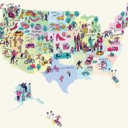 Illustrated map of US