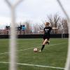 Hannah Sharts taking a shot on goal.