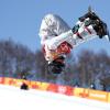 Arielle Gold on her snowboard