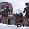 Sculpture in front of the champion center