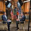 American journalist and CU alum Carl Quintanilla speaks with Denver Mayor Mike Johnston