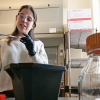 Student in lab studies COVID-19