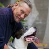 homeless man with dog