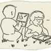 Cartoon of kids using Dynabooks