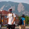student in mask at CU Boulder
