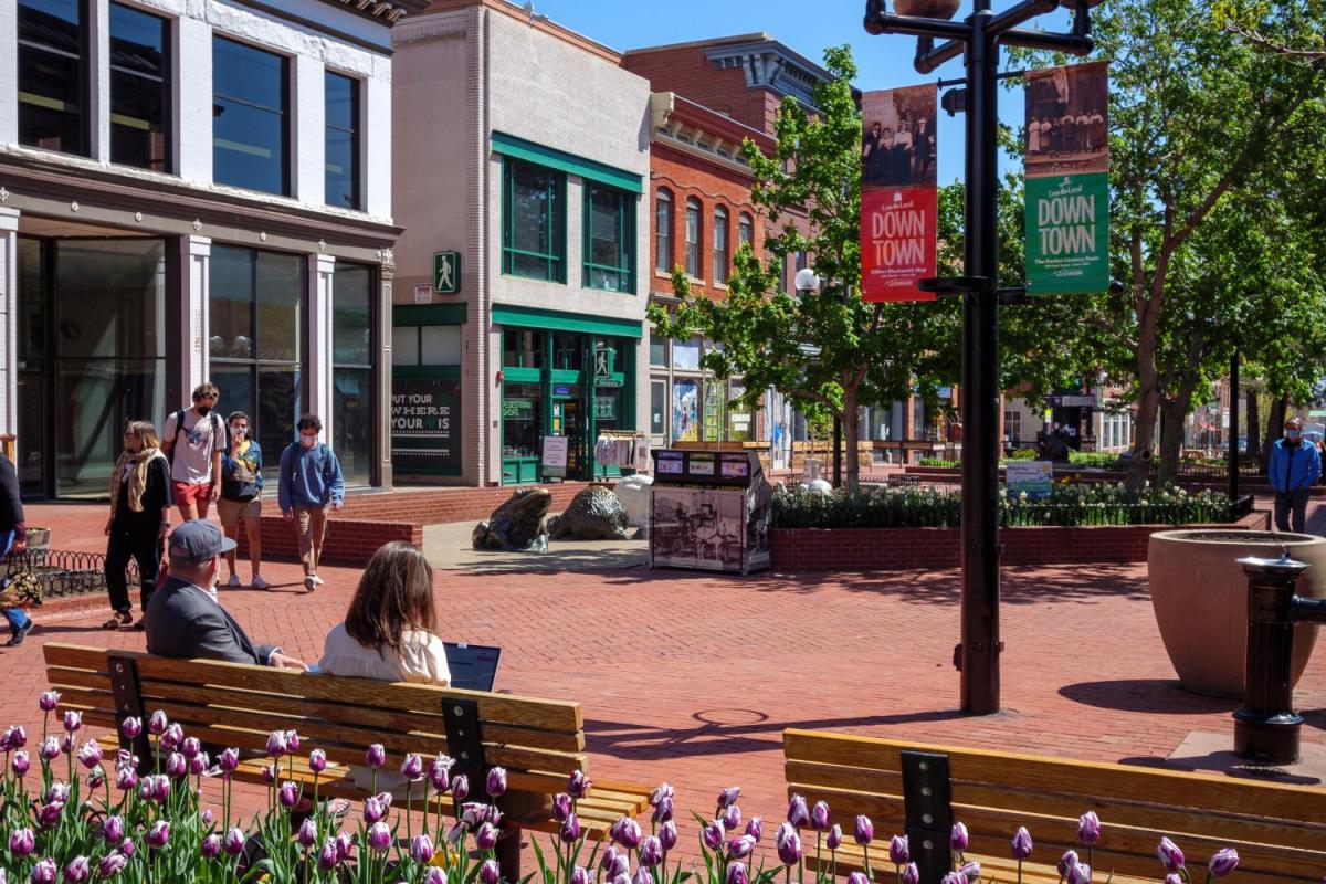 Pearl Street Mall on a sunny day.