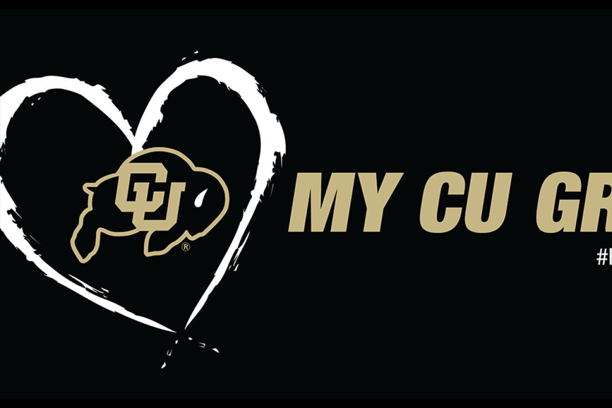 A heart with a CU logo in the middle with wording that says "My CU Grad"