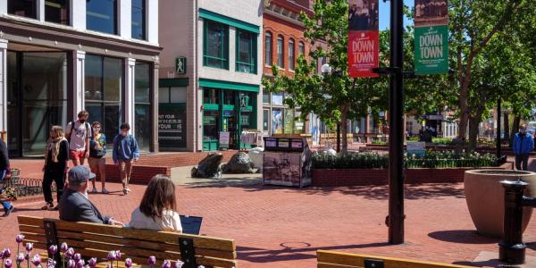 Pearl Street Mall on a sunny day.