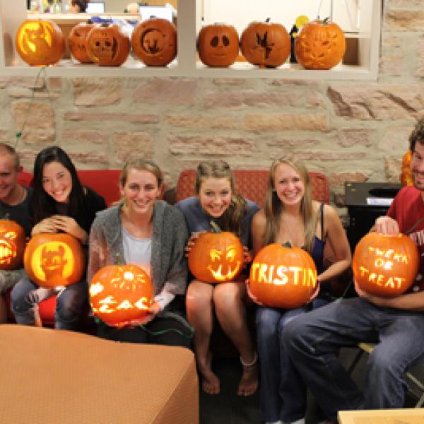 Students carve pumpkins in Buckingham