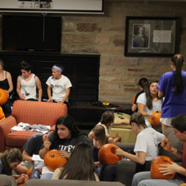 Students carve pumpkins in Buckingham