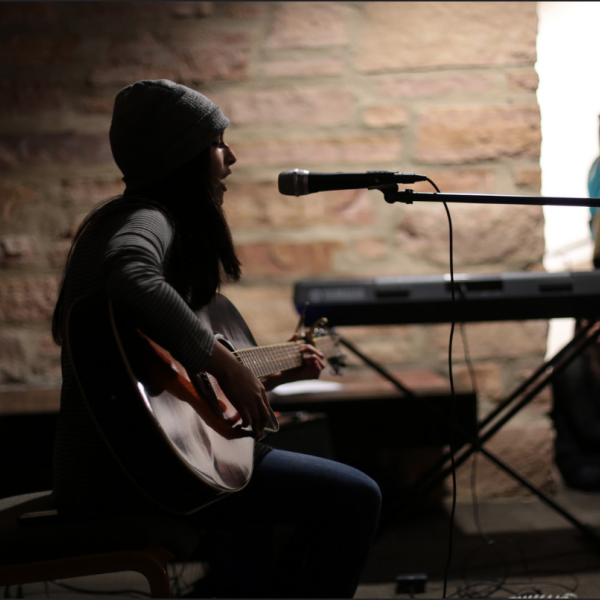 students perform at the open mic night