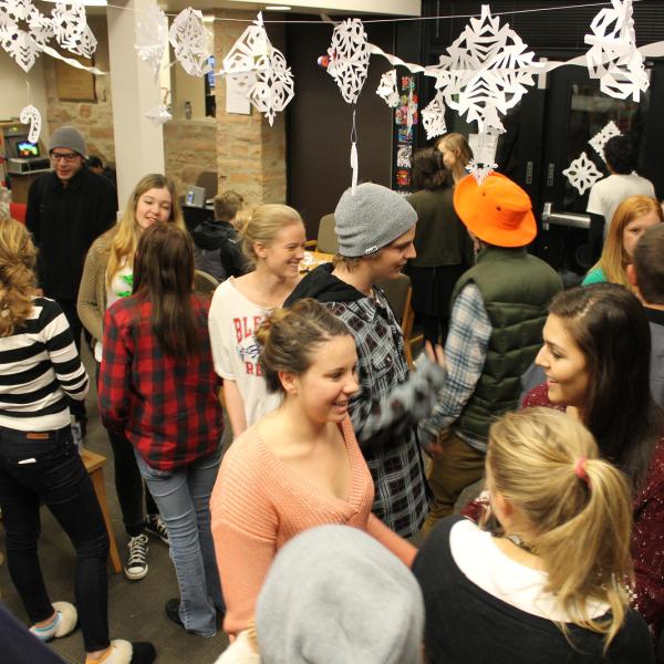 Students enjoy the Holiday Party