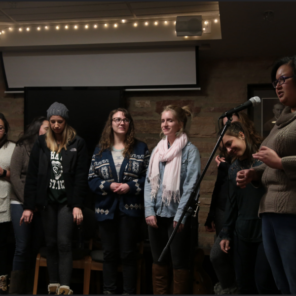 students perform at the open mic night