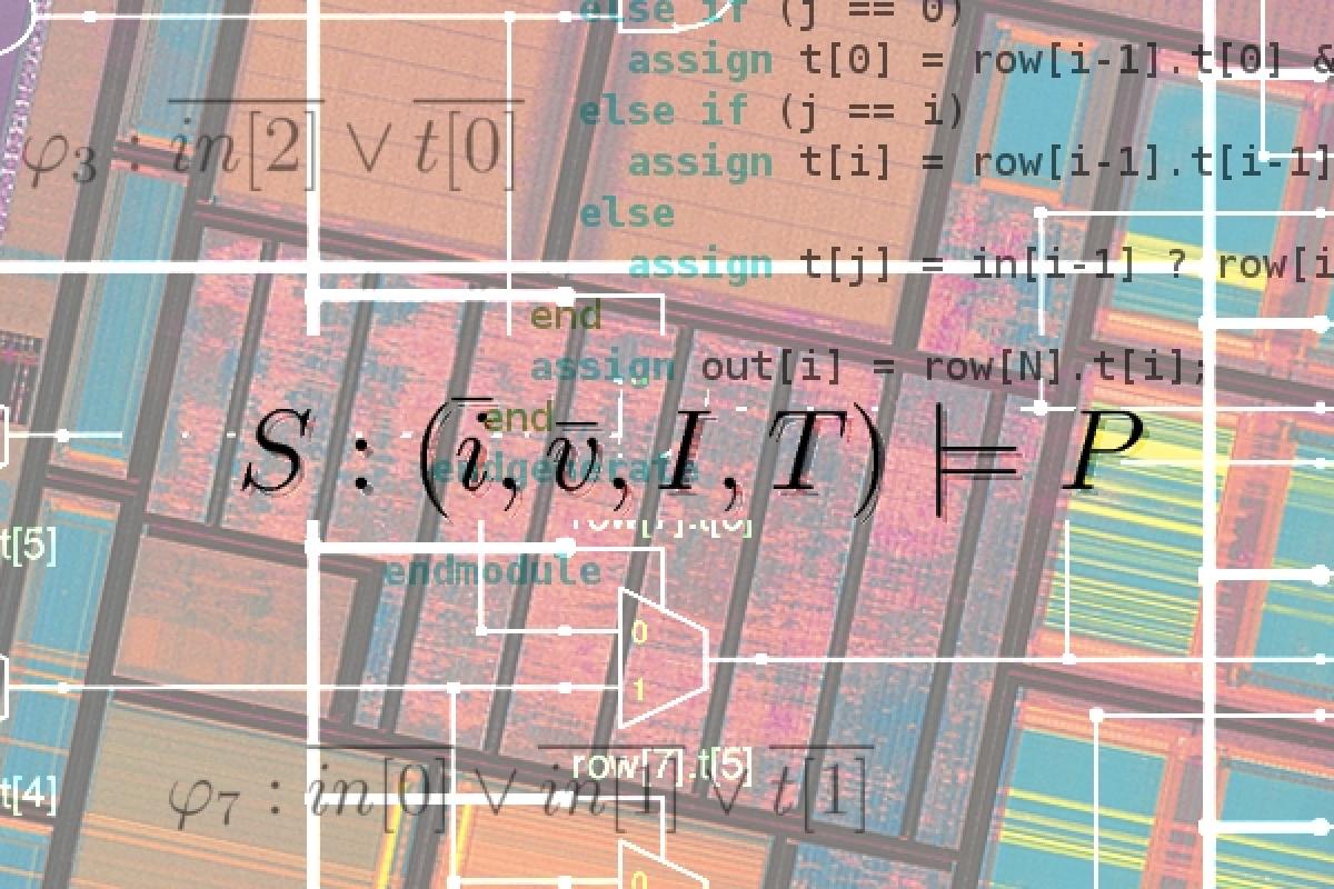 Computer algorithm on a colorful background