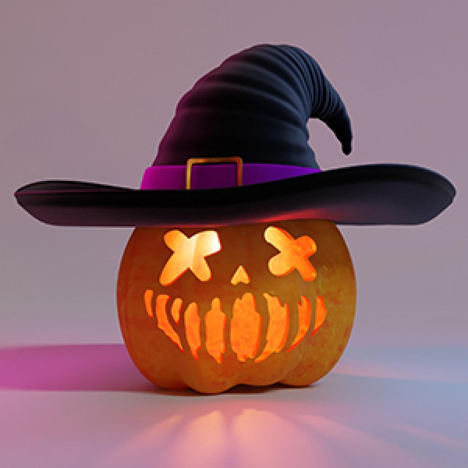 Jack-o-lantern wearing a witch's hat