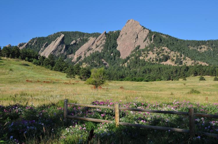 A view of the Flatirons at the Colorado Chautauqua