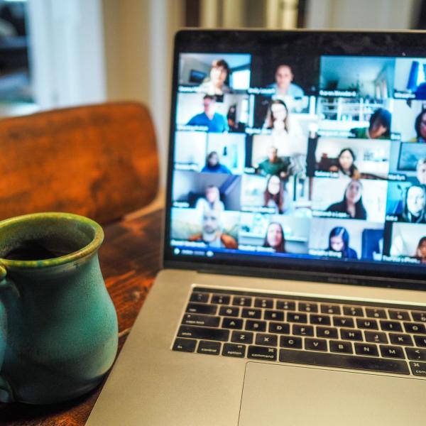Zoom call with coffee