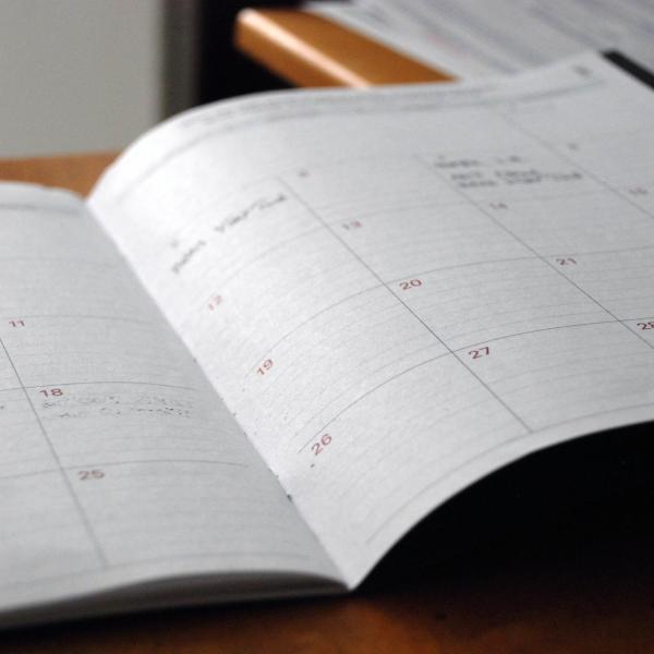 Open paper calendar