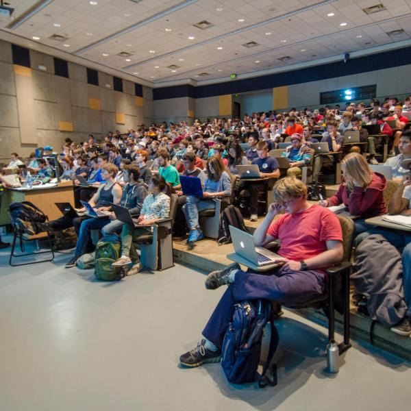 Math 100 classroom Computer Science 1300 class Photo by Glenn Asakawa/University of Colorado)
