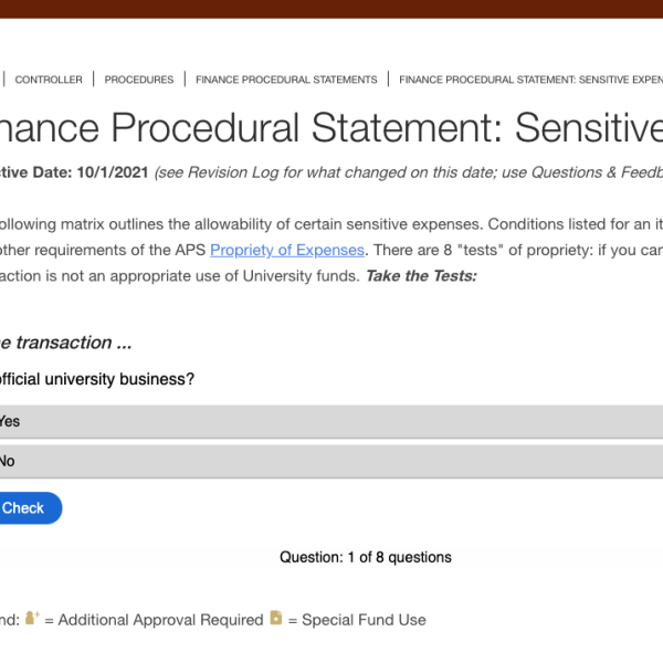 Screen shot of the procedural statement
