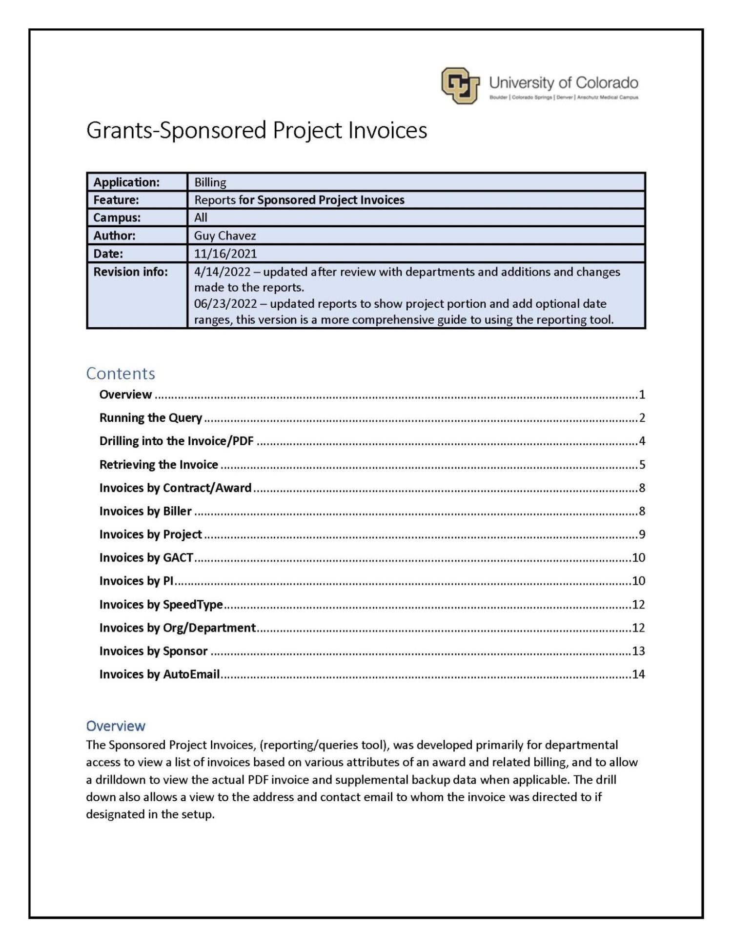 Page one of the reference guide