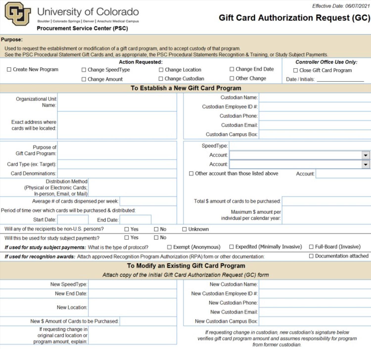 Shows Gift Card Authorization Request (GC)