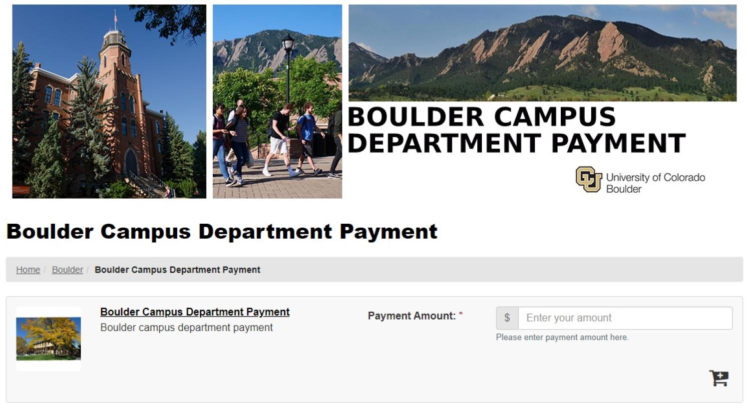 Screen shot of the CU Boulder campus storefront
