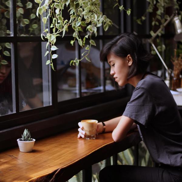 Person in a cafe