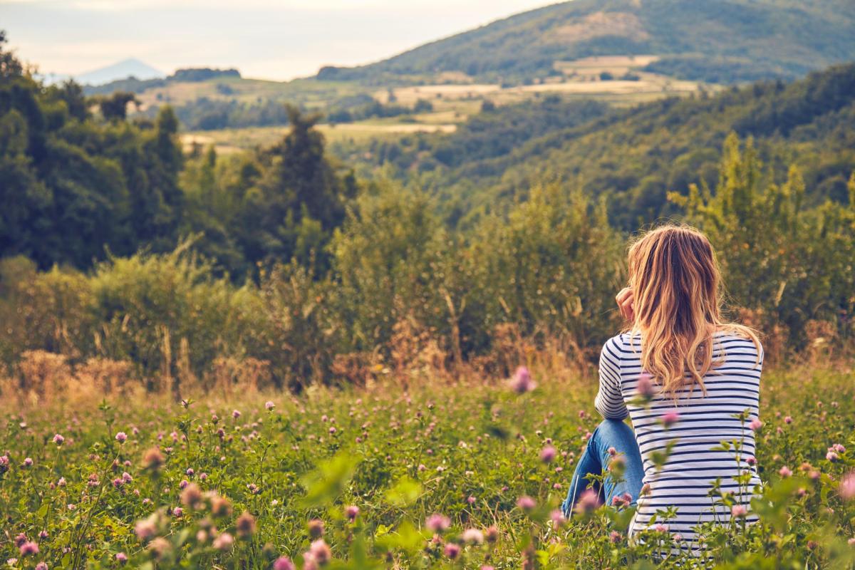 Photo of a person looking out on a valley.