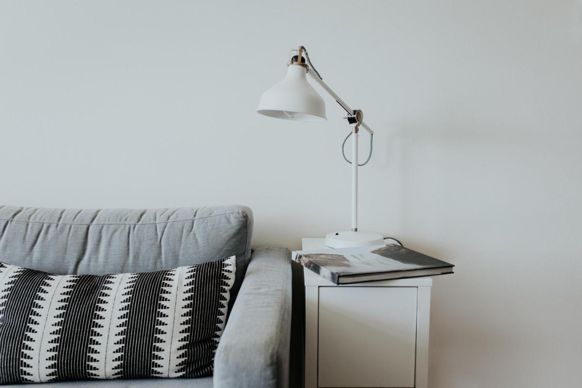 couch and lamp