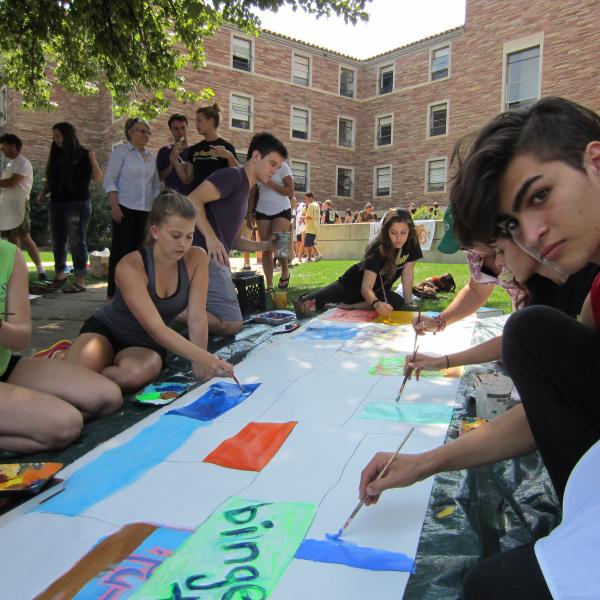 Photo of students painting