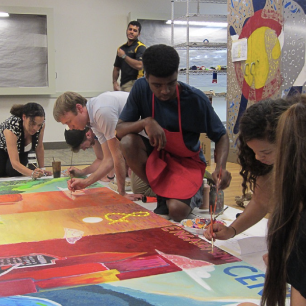Photo of students painting
