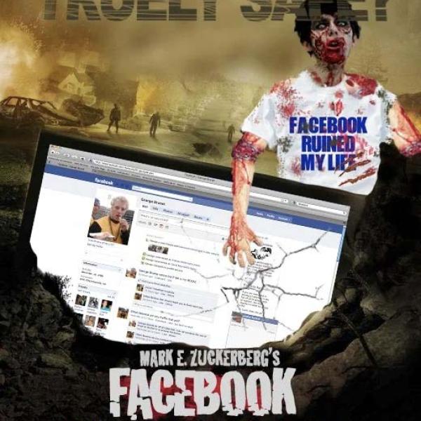 a image of a parody on facebook , where social media makes humans zombies