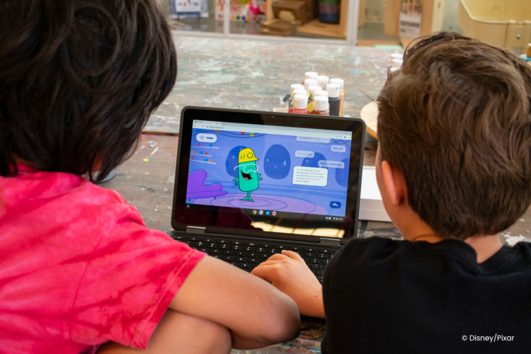 kids playing app on computer screen 