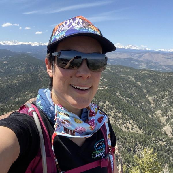 Christine Chang takes a selfie during a hike